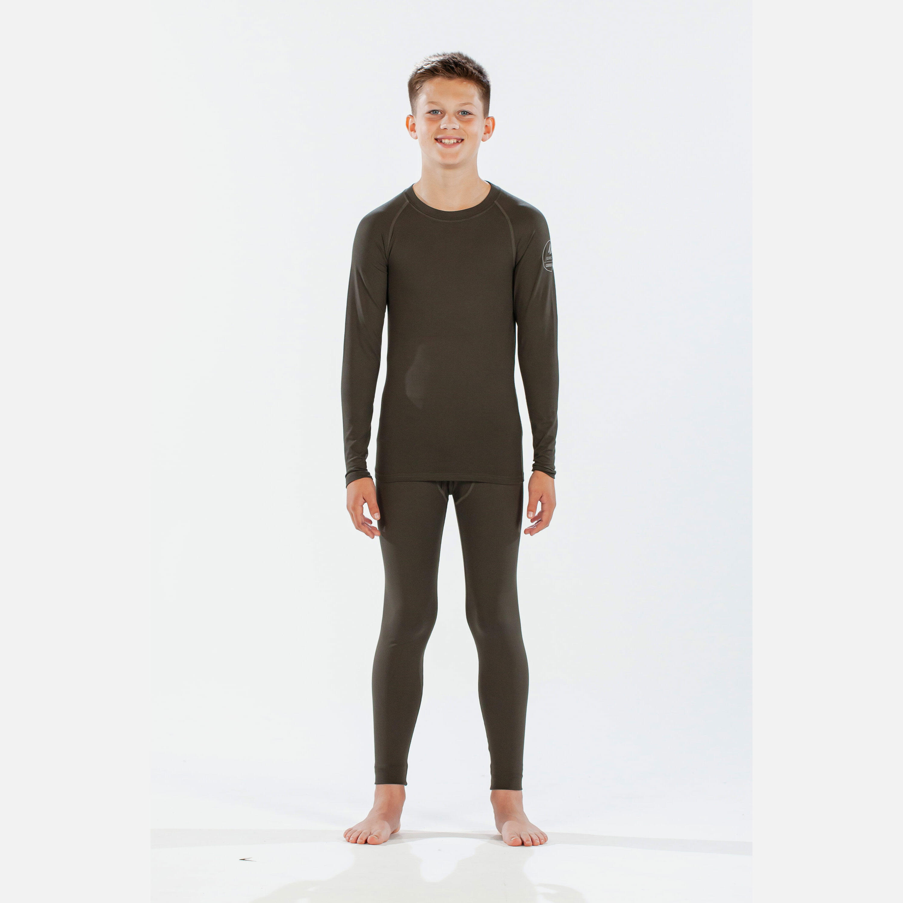 CarbonDri Boys Bodyfit Crewneck Dark Khaki 2/7