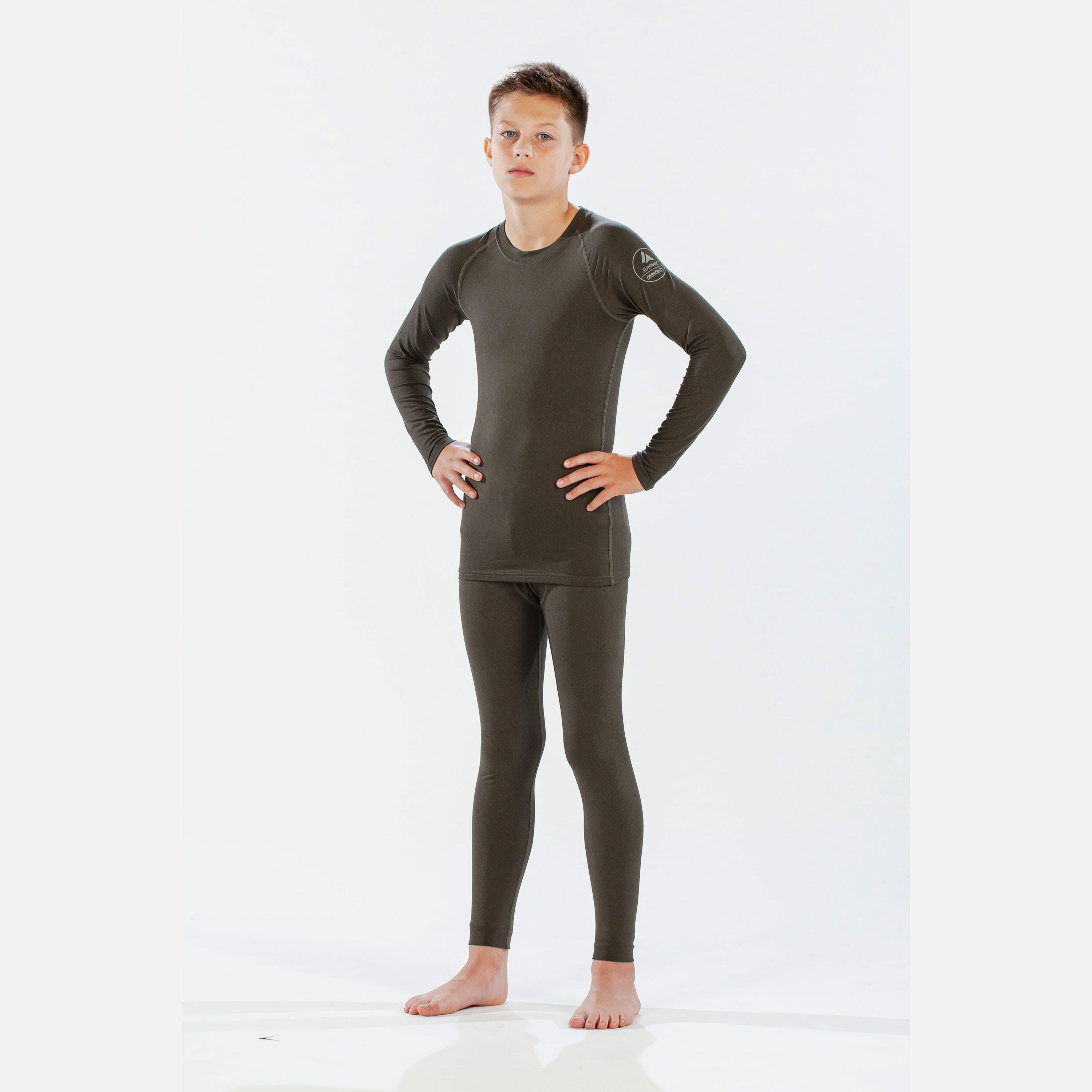 CarbonDri Boys Bodyfit Crewneck Dark Khaki 4/7