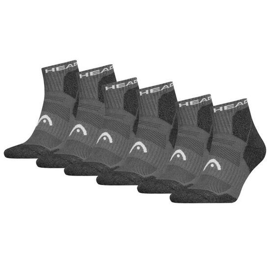 Chaussettes randonnée tous climats quart de randonnée 6 paires Gris
