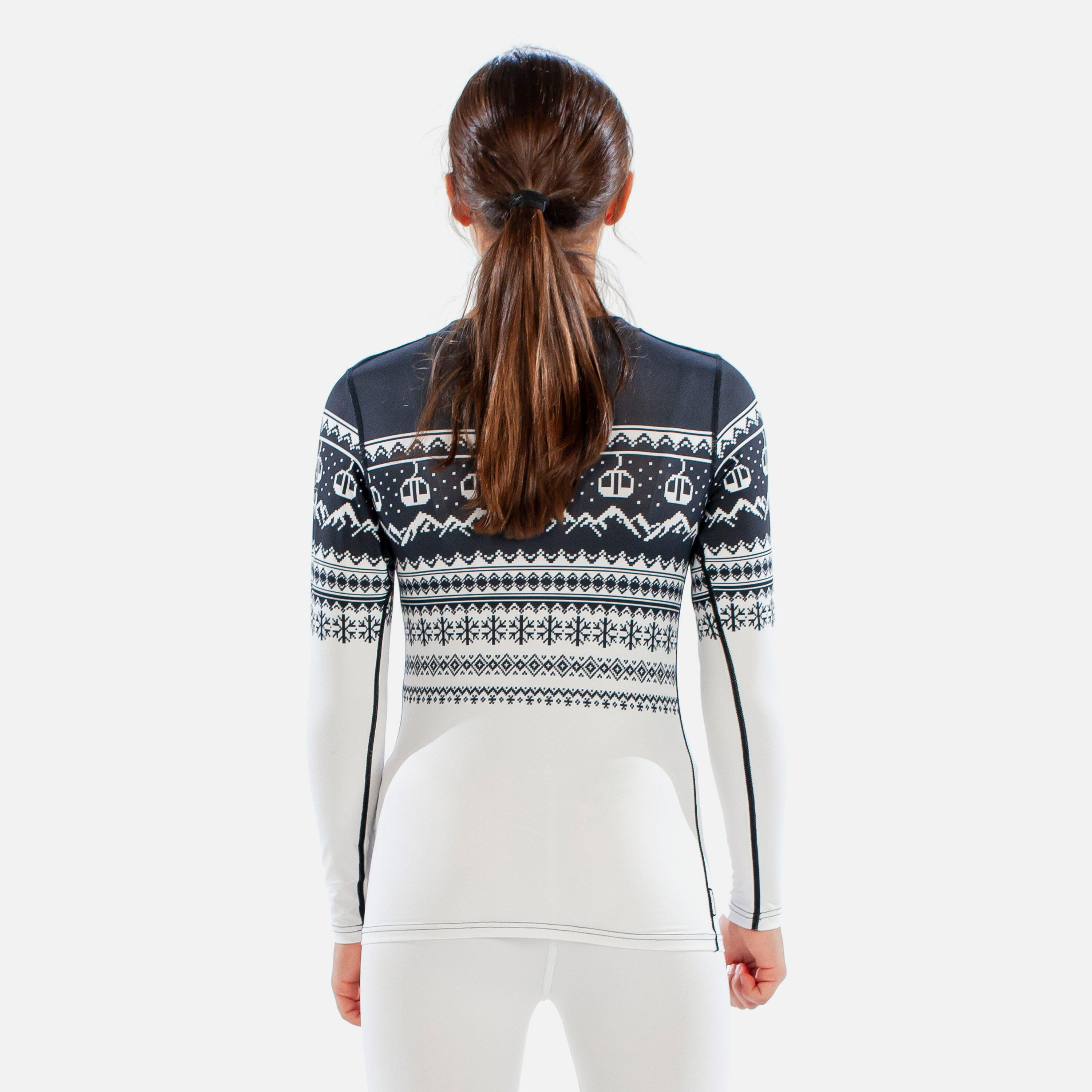 CarbonDri Cozy Fairisle Girls Crew Neck Black 5/7