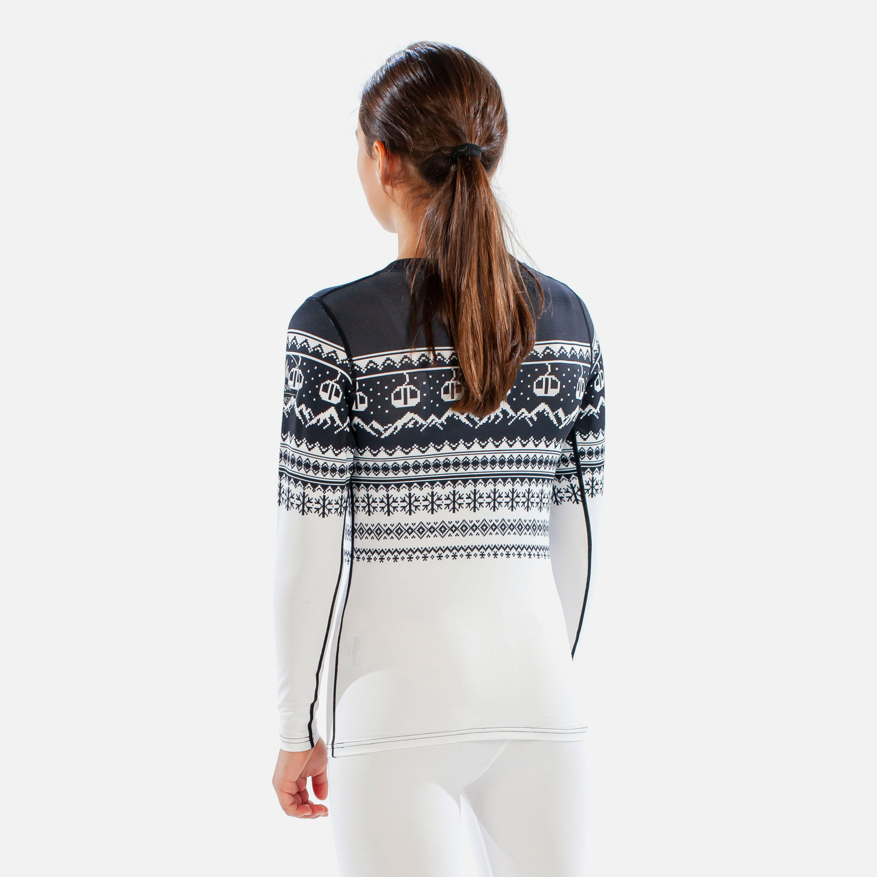 CarbonDri Cozy Fairisle Girls Crew Neck Black 4/7
