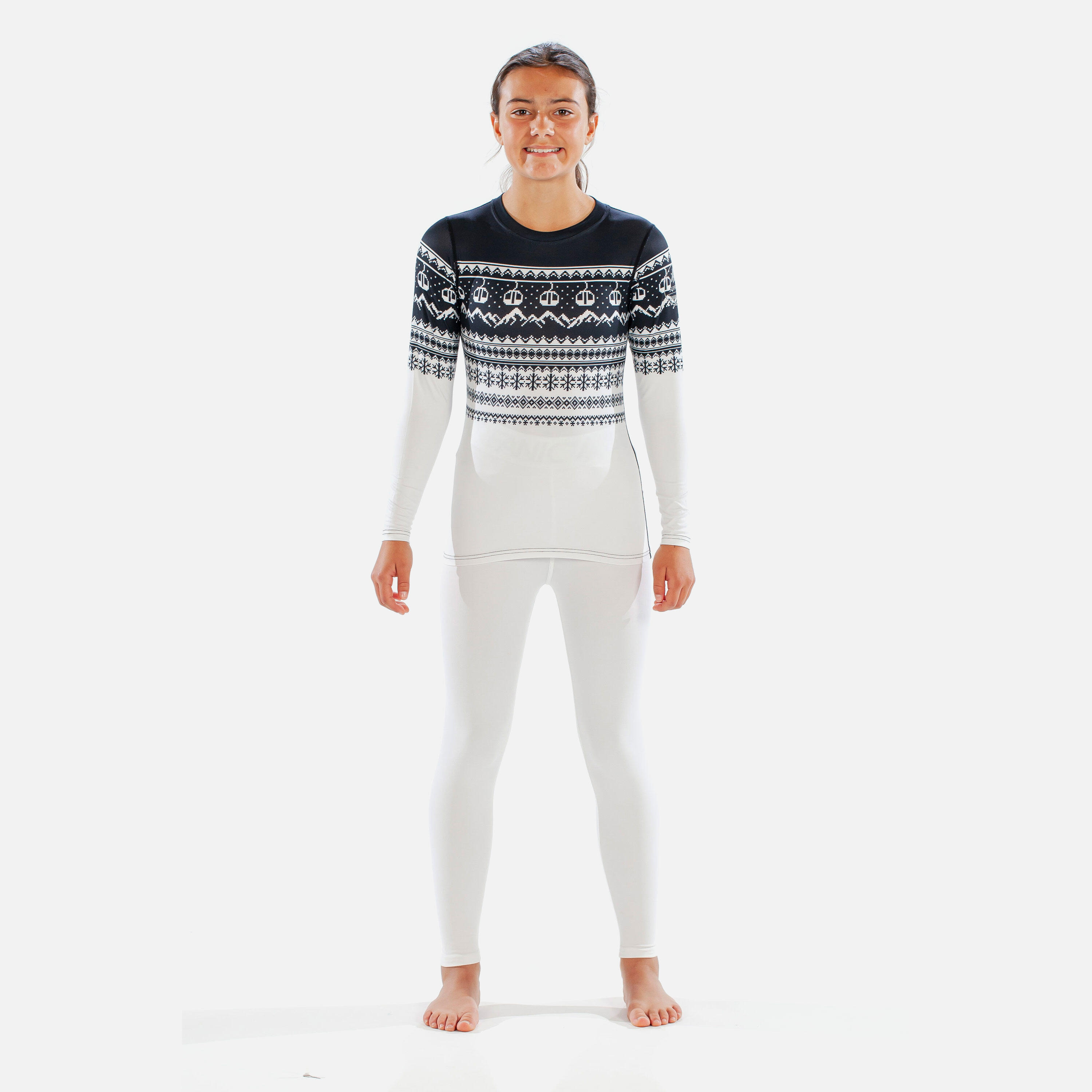 CarbonDri Cozy Fairisle Girls Crew Neck Black 2/7