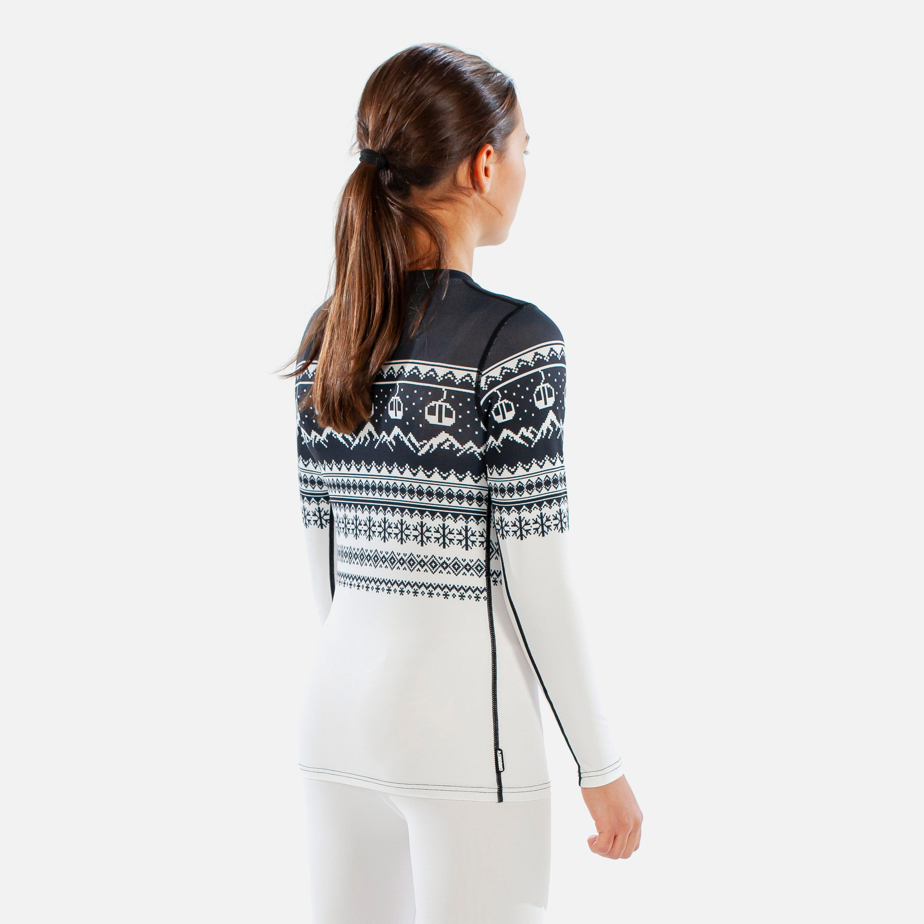 CarbonDri Cozy Fairisle Girls Crew Neck Black 6/7