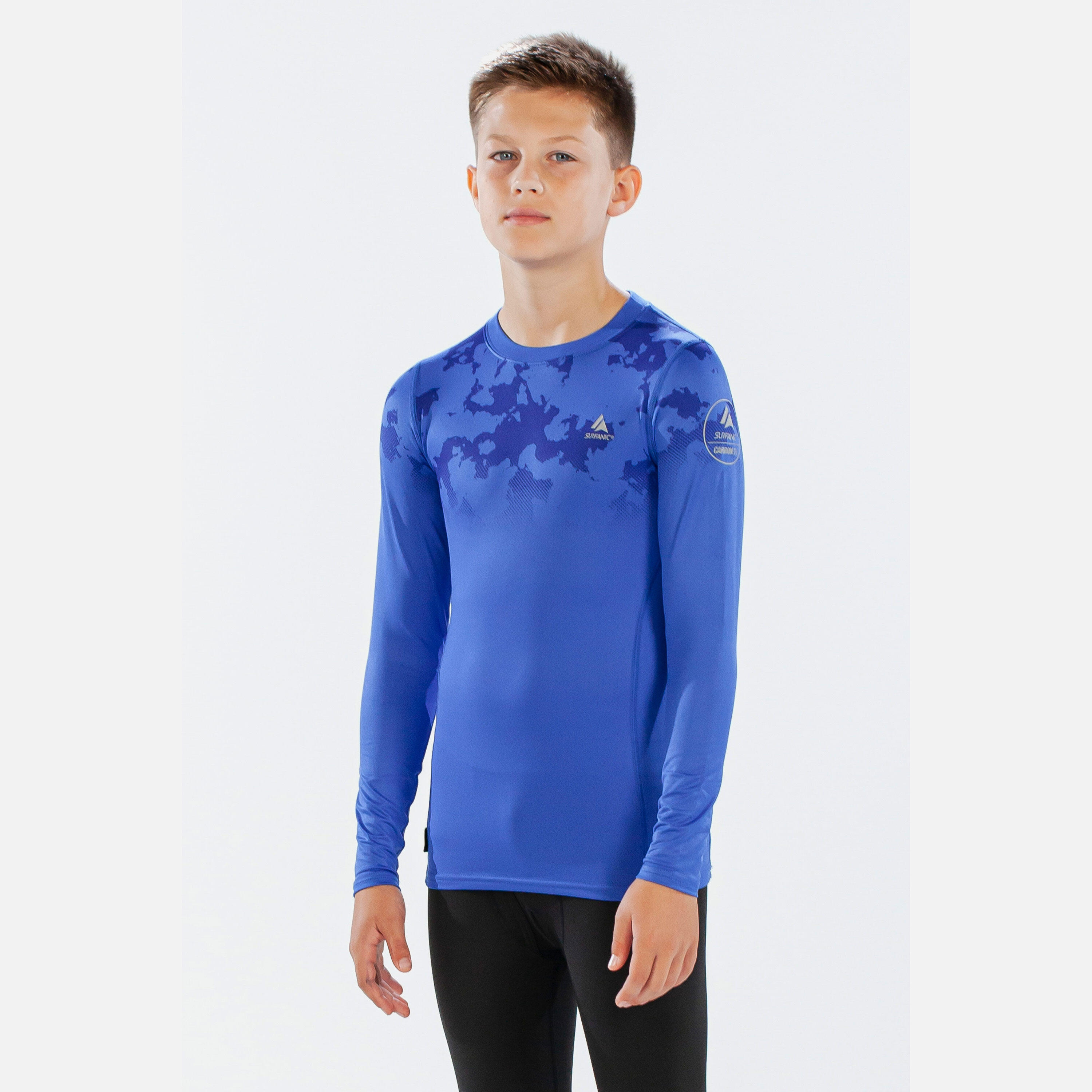 SURFANIC Bodyfit Boys Broken Map Crew Neck Brilliant Blue