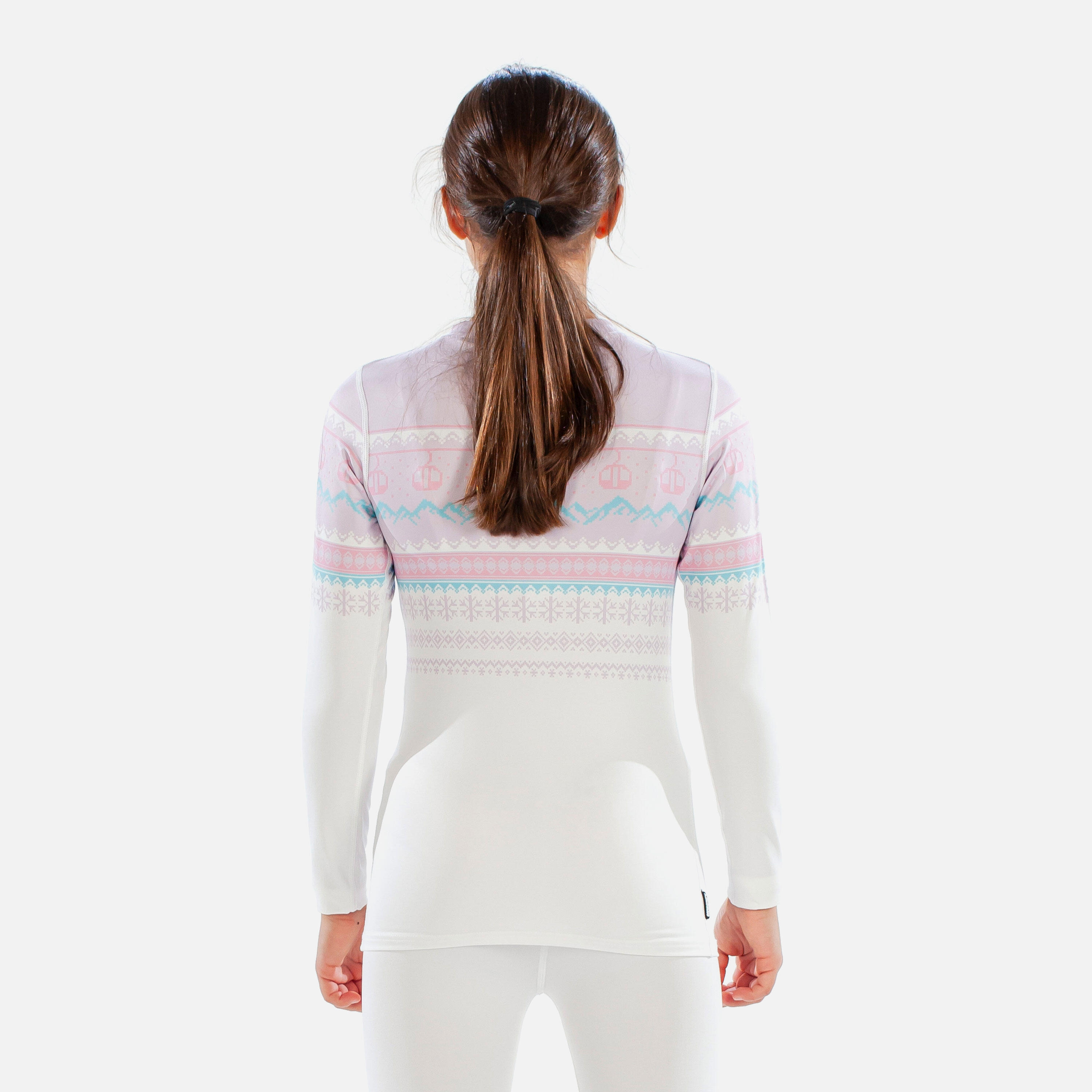 CarbonDri Cozy Fairisle Girls Crew Neck Pink 7/7