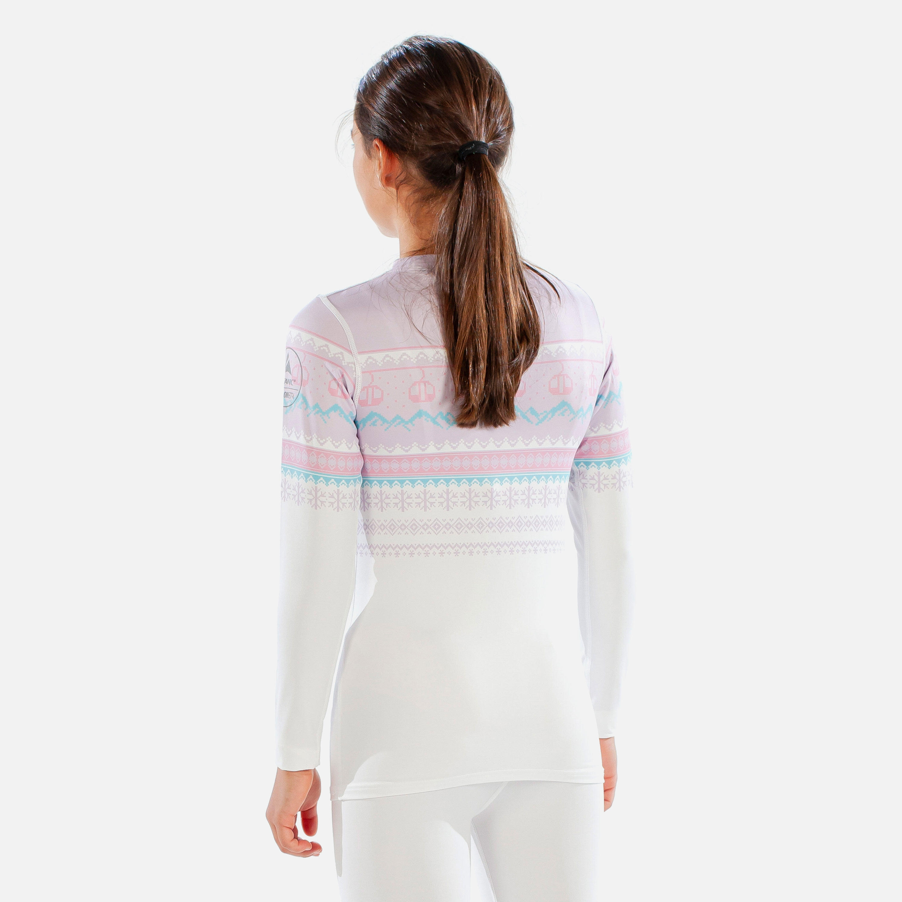 CarbonDri Cozy Fairisle Girls Crew Neck Pink 6/7