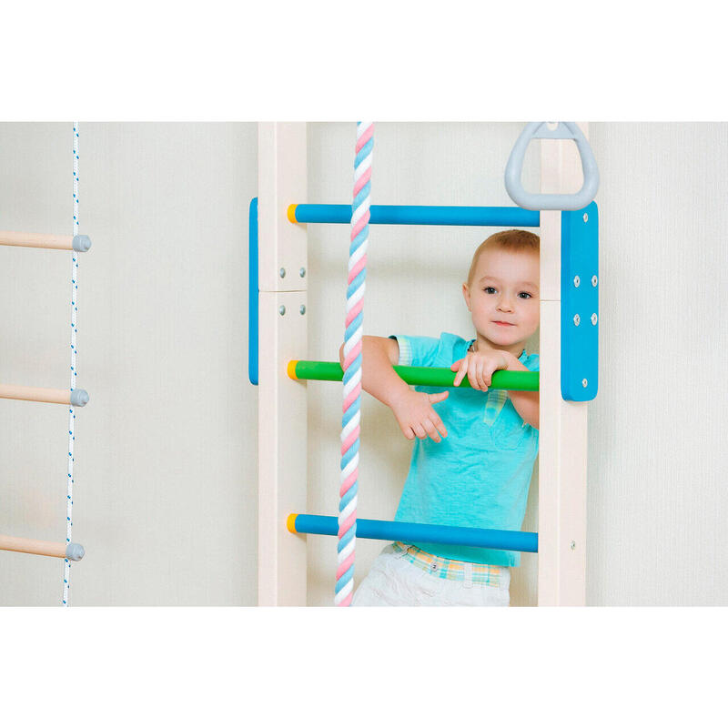 Copii Gimnastică Scară de perete din lemn cu accesorii Eco 2 Multicolor (Woodsy)