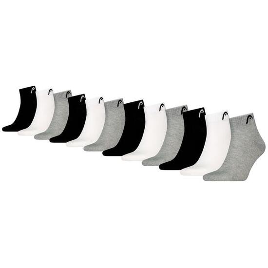 Quart de chaussettes entraînement 12 paires Gris / Blanc / Noir