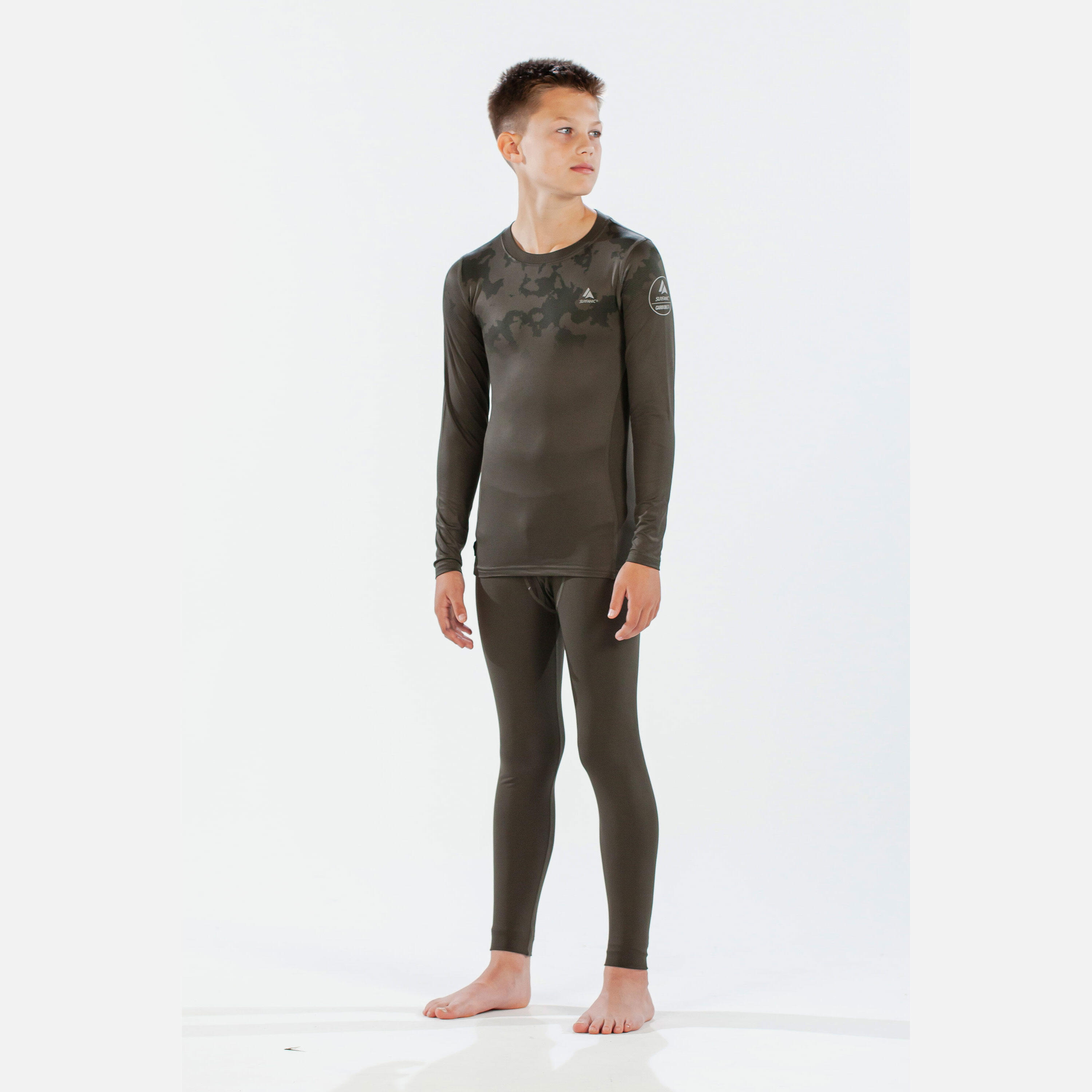 Bodyfit Boys Broken Map Crew Neck Dark Khaki 4/7