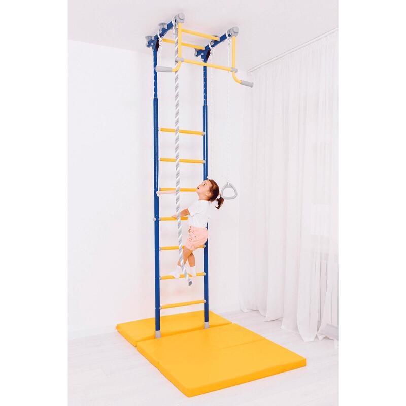 Copii Gimnastică Scară Fixă Fitness Metal cu Bară de Tracțiuni Kometa 2 Albastru