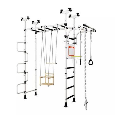 Pegas 2 Klettergerüst – Metall Sprossenwand mit Schaukel,Trapez, Basketballkorb