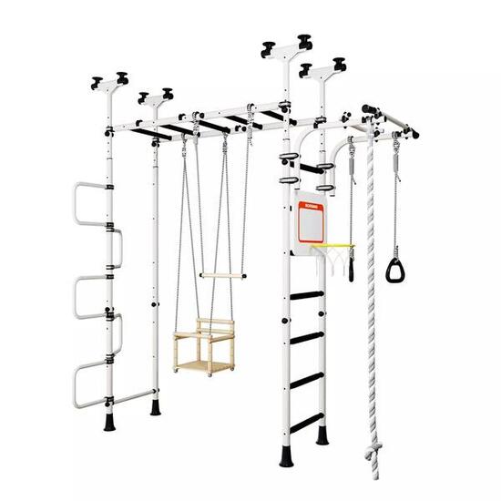 Pegas 2 Klettergerüst – Metall Sprossenwand mit Schaukel,Trapez, Basketballkorb