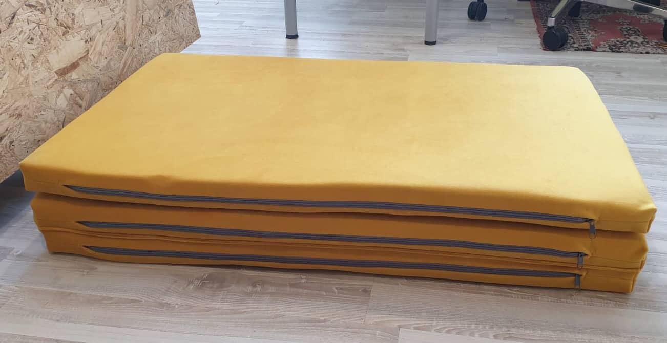 Materac 180X100X5 Welurowy Żółty 2/4