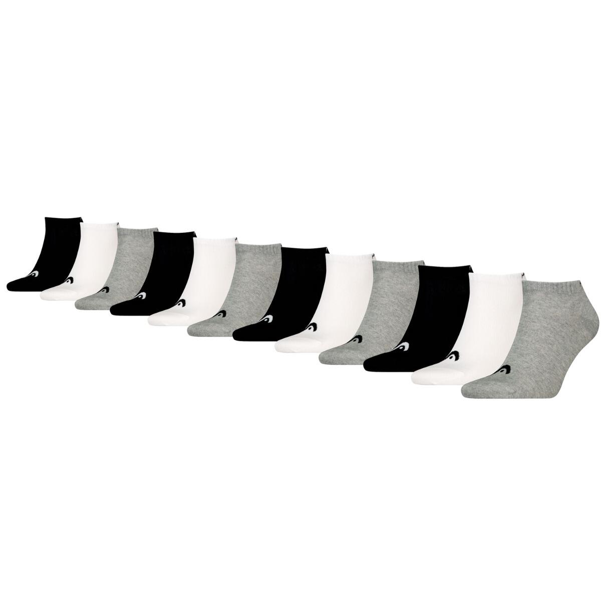 Head - Chaussettes Sneaker Entraînement 12 Paires Gris / Blanc / Noir - Chaussettes - Blanc|gris|noir - 35/38 - Decathlon