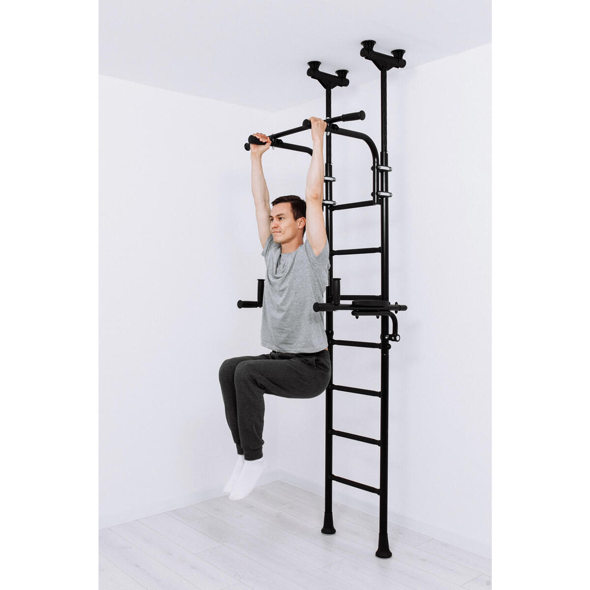 Adolescenți Fitness Spalier Gimnastică Bare Dips Teenager Plus Alb Negru