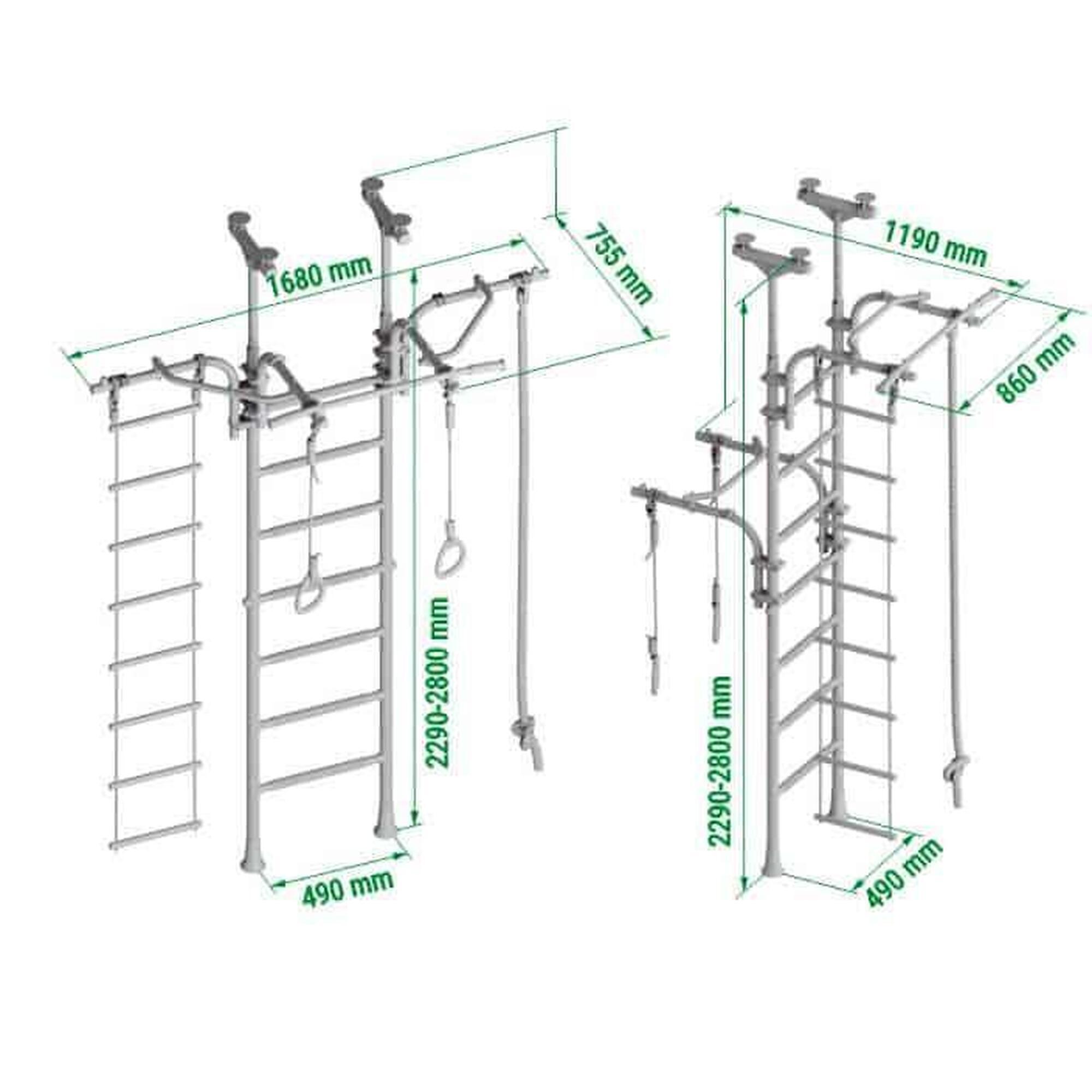 Scară de gimnastică Transformer - verde deschis