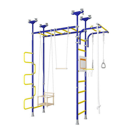 Pegas 2 Klettergerüst – Metall Sprossenwand mit Schaukel,Trapez, Basketballkorb