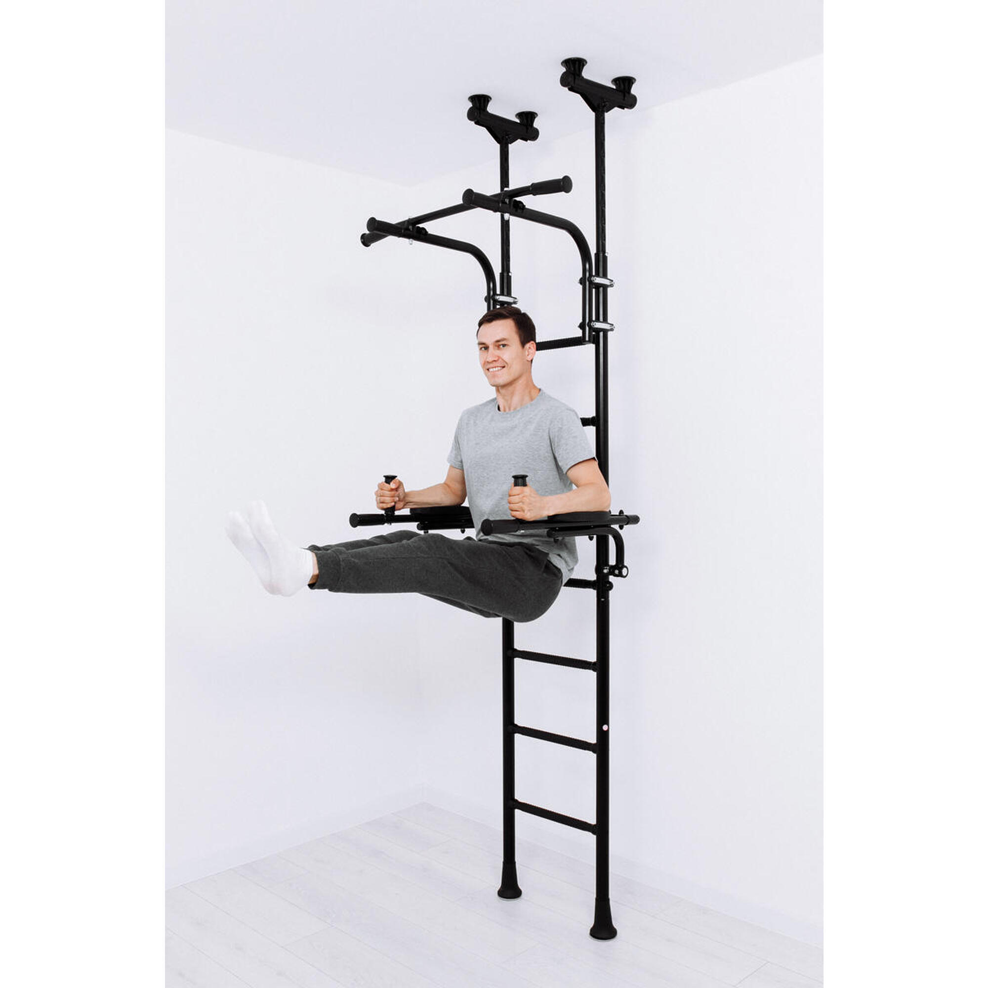 Adolescenți Fitness Spalier Gimnastică Bare Dips Teenager Plus Alb Negru