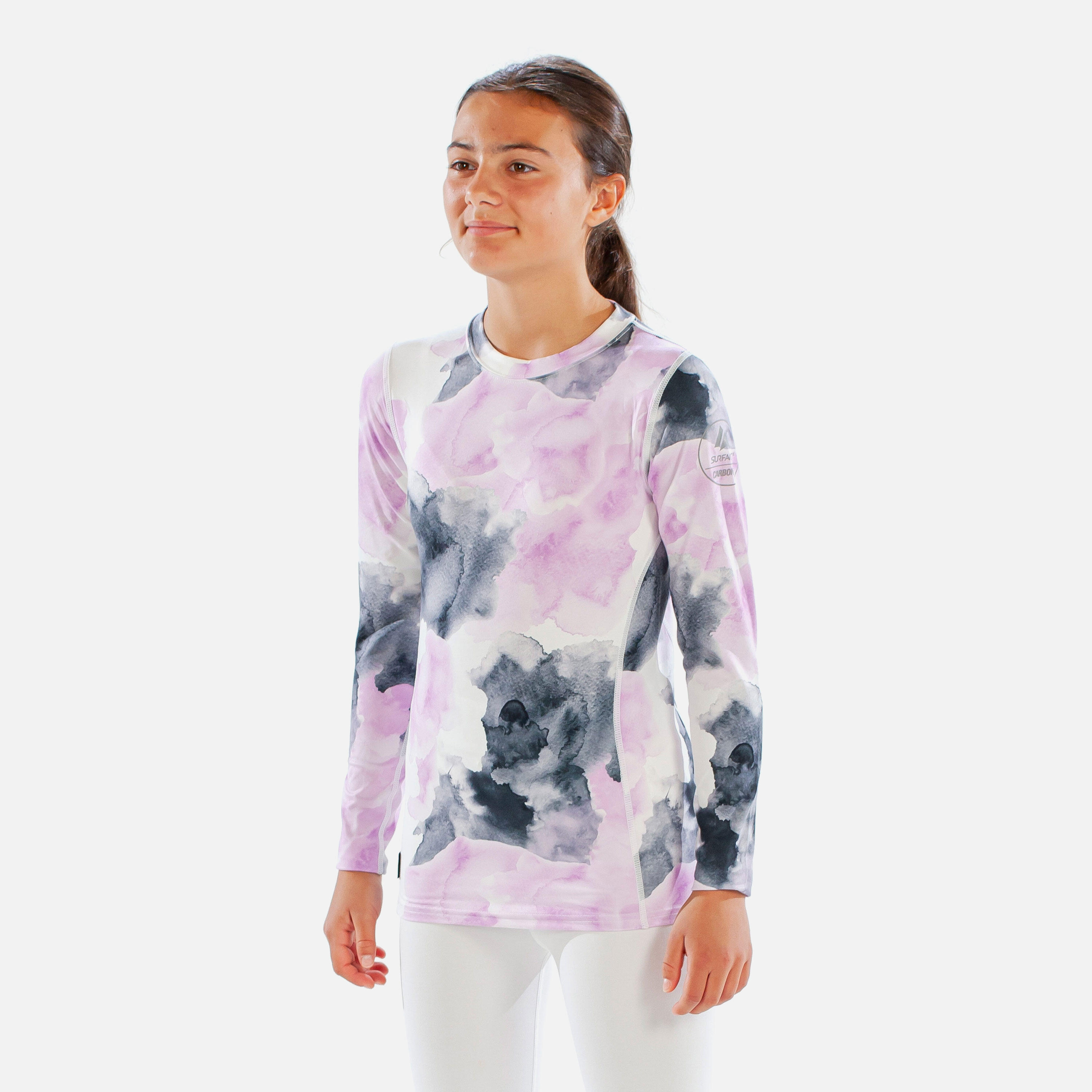 SURFANIC CarbonDri Cozy Girls Watercolour Crew Neck Pink