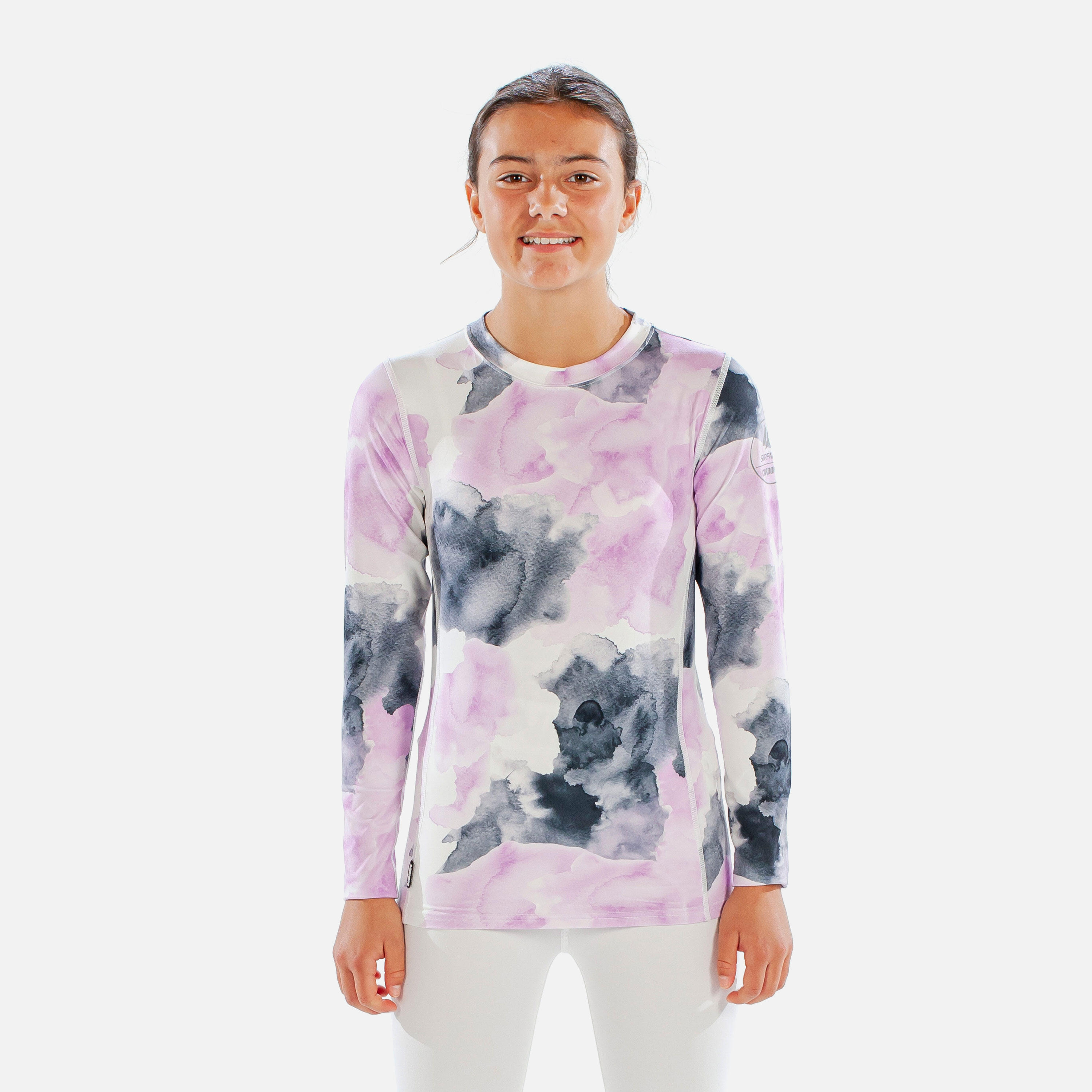 CarbonDri Cozy Girls Watercolour Crew Neck Pink 4/7