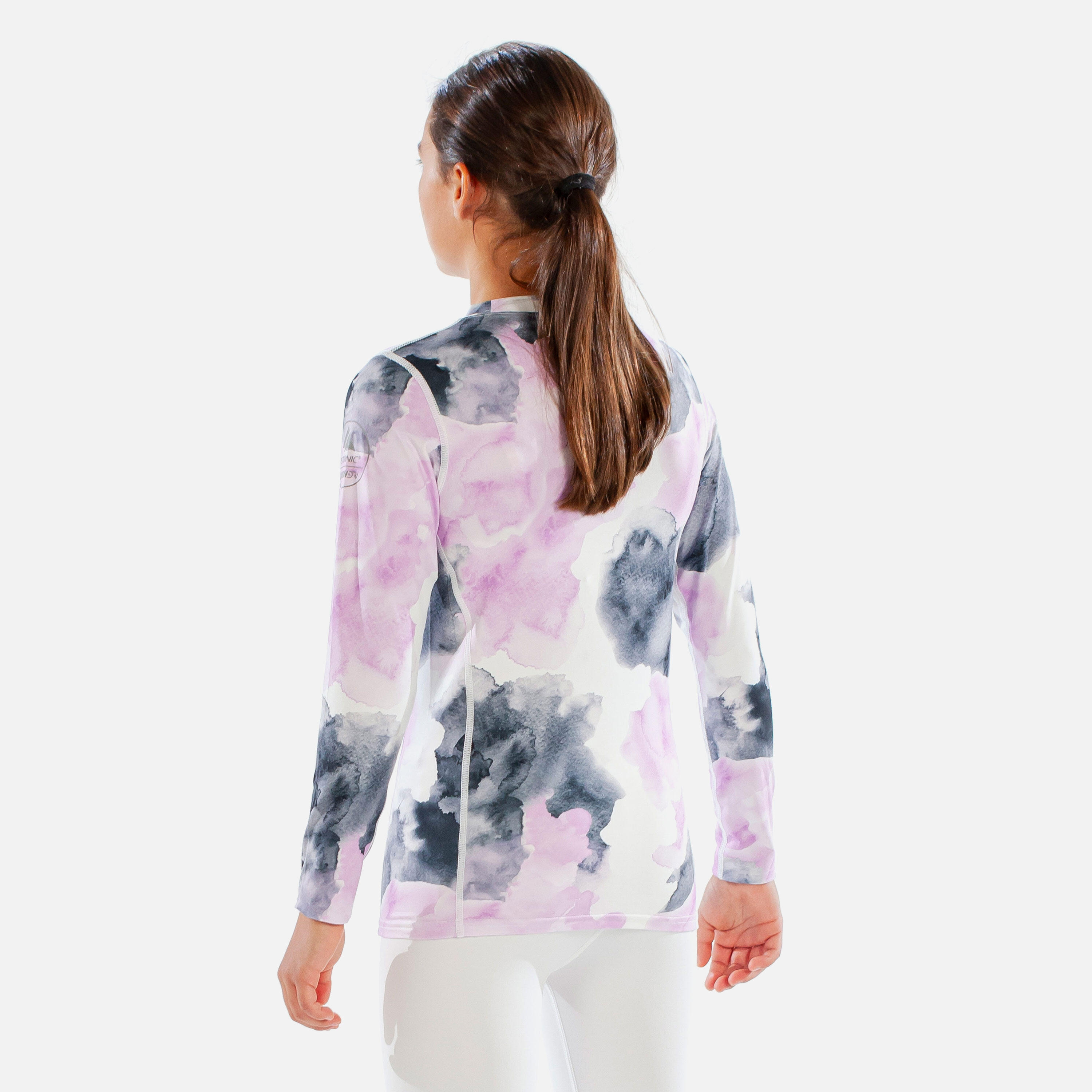 CarbonDri Cozy Girls Watercolour Crew Neck Pink 6/7