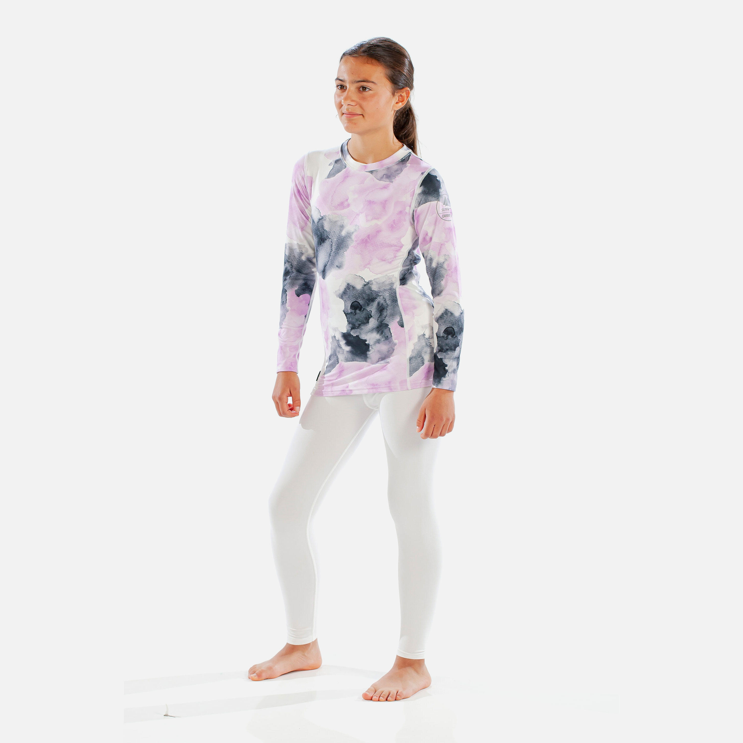 CarbonDri Cozy Girls Watercolour Crew Neck Pink 3/7