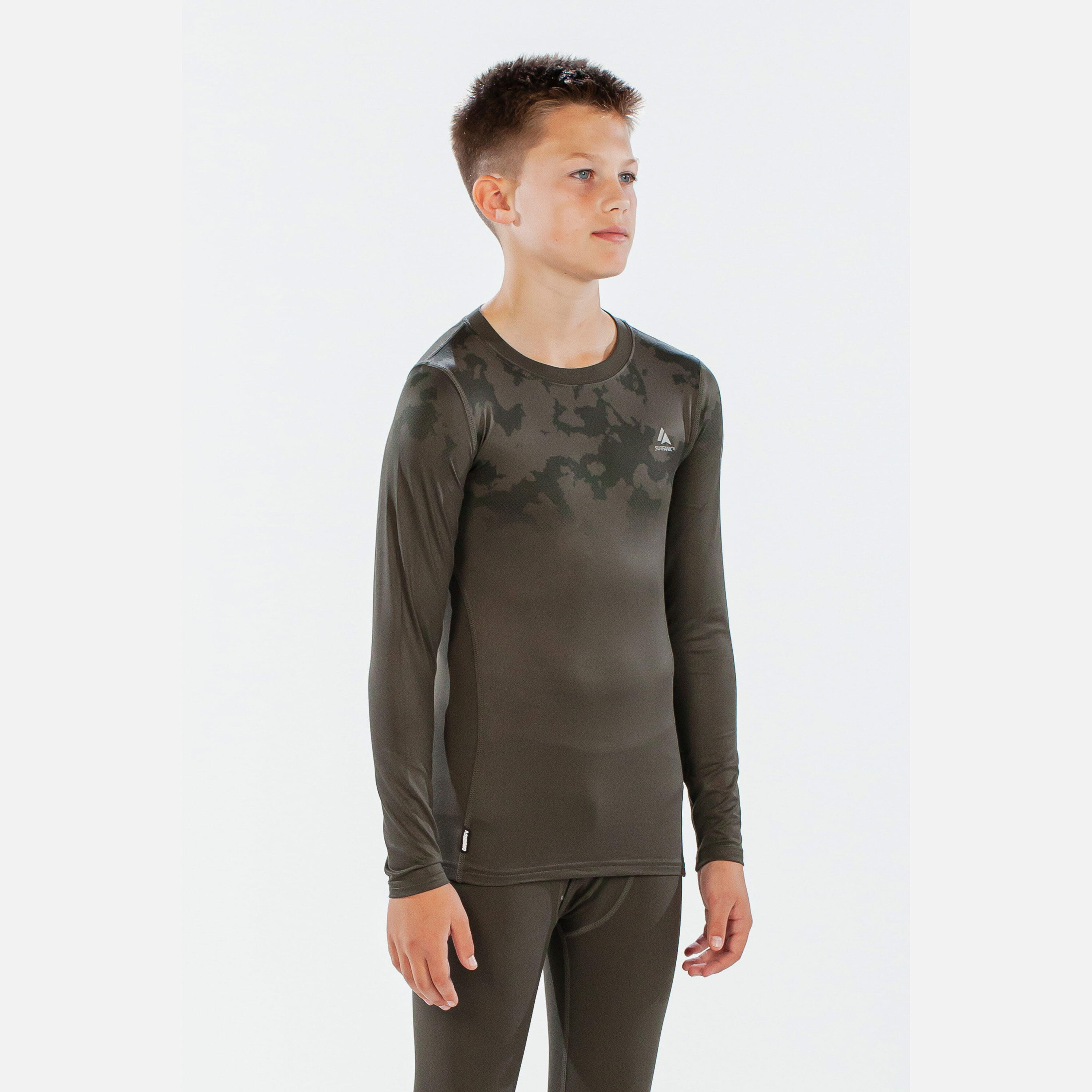Bodyfit Boys Broken Map Crew Neck Dark Khaki 3/7