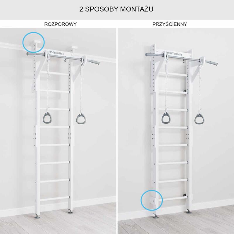 Copii Fitness Spalier Gimnastică Bare Inele Eco 1 Alb Metal Scări
