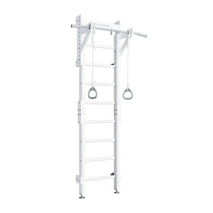 Kinder Gymnastik Sprossenwand Klimmzugstange Ringe Eco 1 Weiß Metall