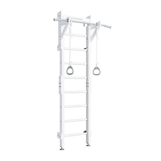 Kinder Gymnastik Sprossenwand Klimmzugstange Ringe Eco 1 Weiß Metall