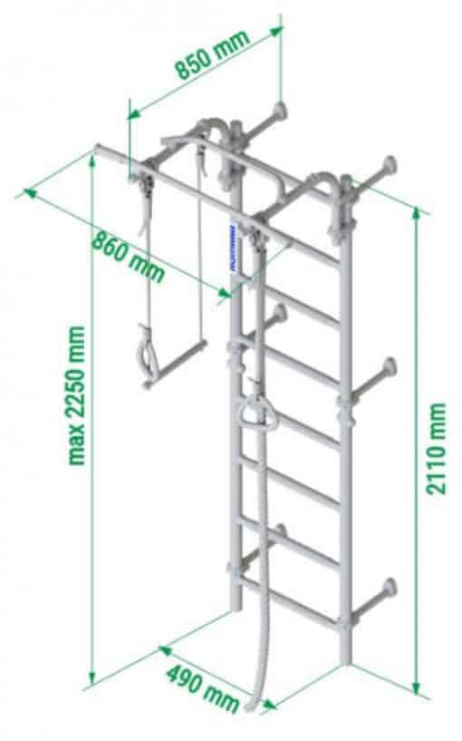 Espalier d’intérieur Next 3 avec filet d’escalade 3/7