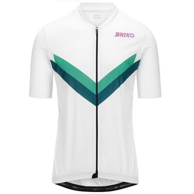 briko t-shirt bianco da uomo in materiale sintetico da ciclismo e bici road