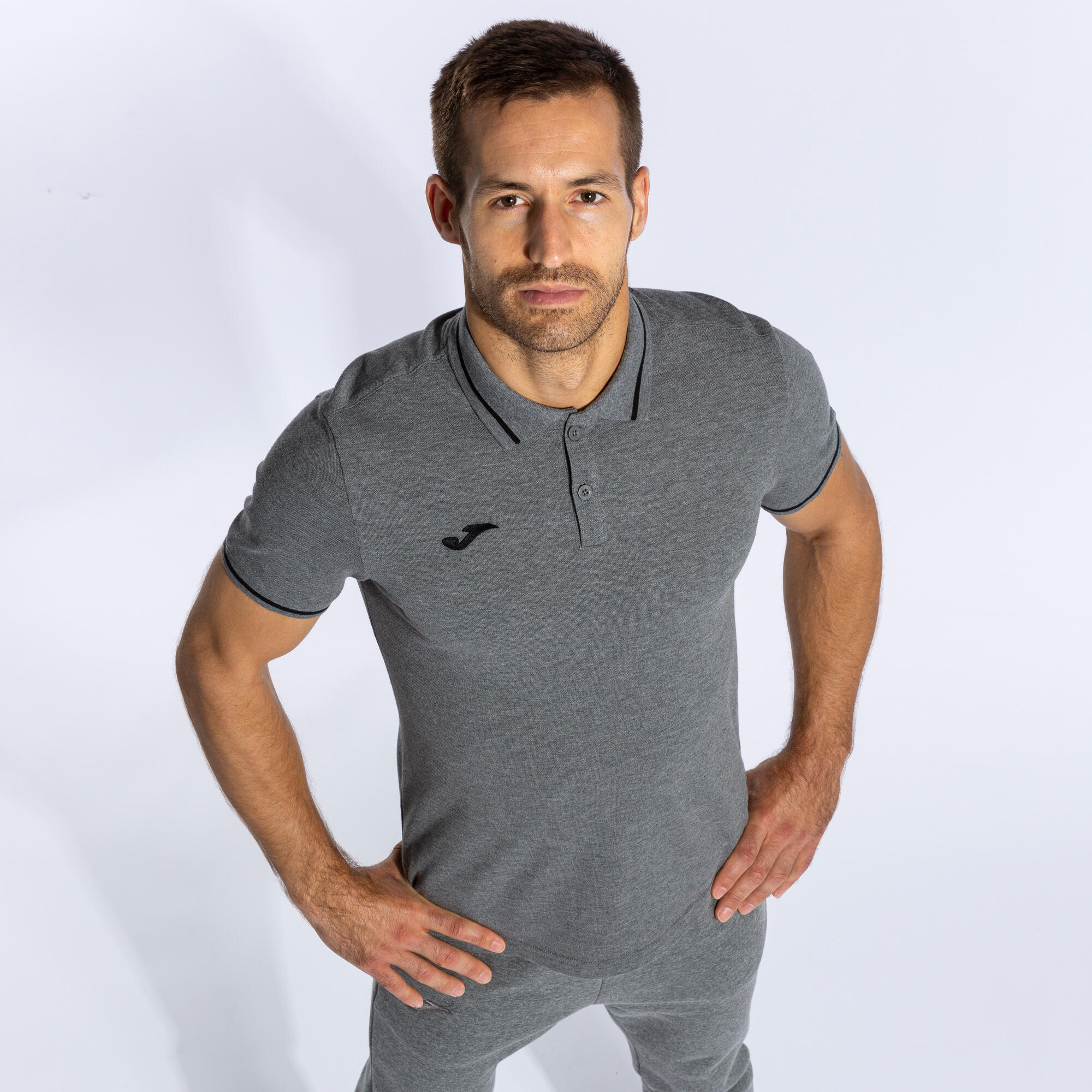 Polo Manches Courtes Homme Joma Confort II Gris Melange 3/5