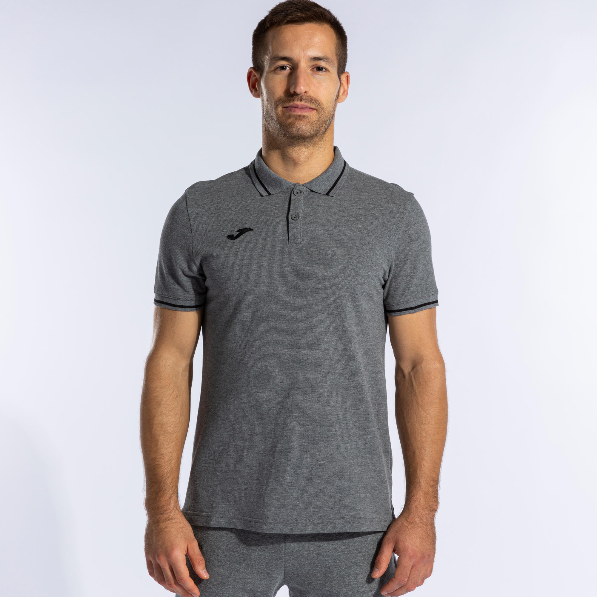 Polo Manches Courtes Homme Joma Confort II Gris Melange 2/5