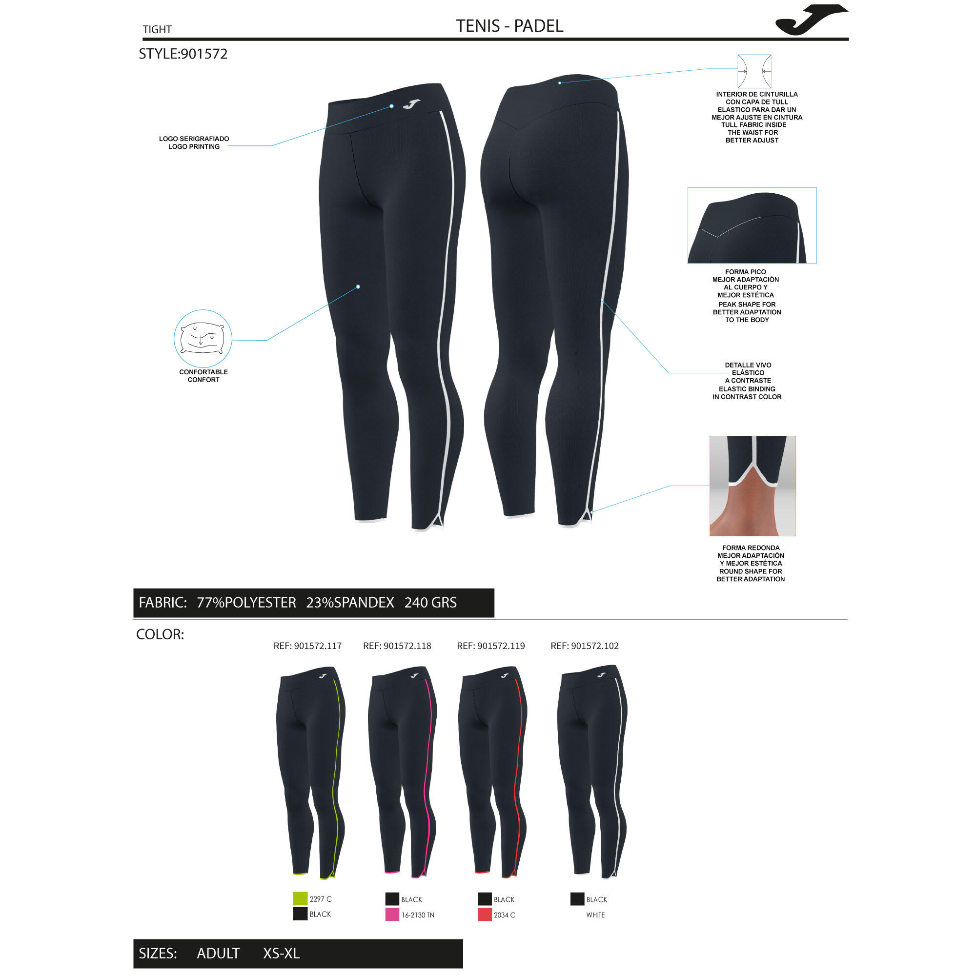 Leggings da donna Joma combi torneo 5/5