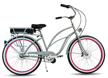 Rower elektryczny e-bike beach cruiser miejski damski Pink Panther 26