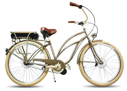 Rower elektryczny e-bike beach cruiser miejski damski Gold Mocca 26