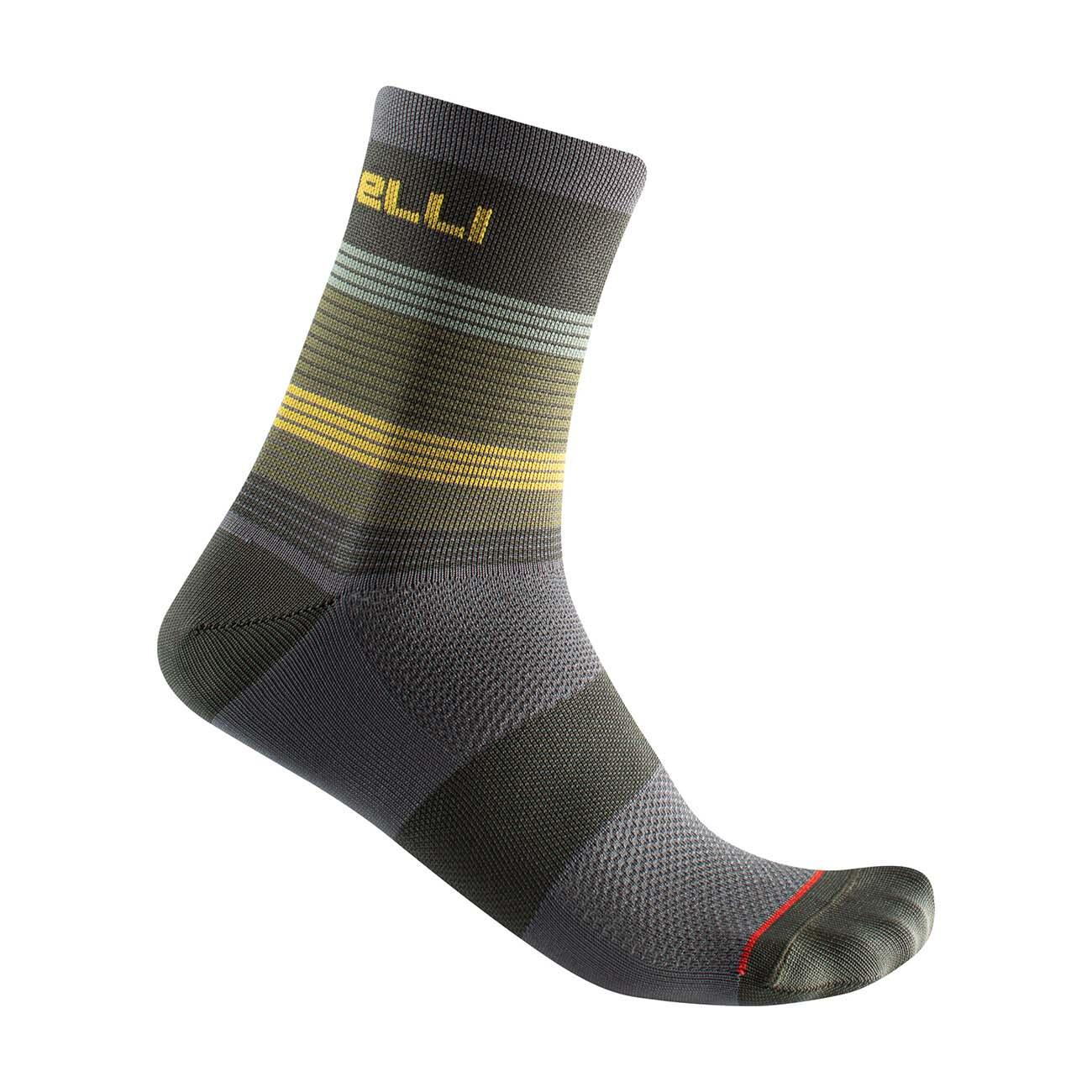 Castelli - Chaussettes Classiques - Scia 12 - Chaussettes - Gris|vert - Sm - Decathlon