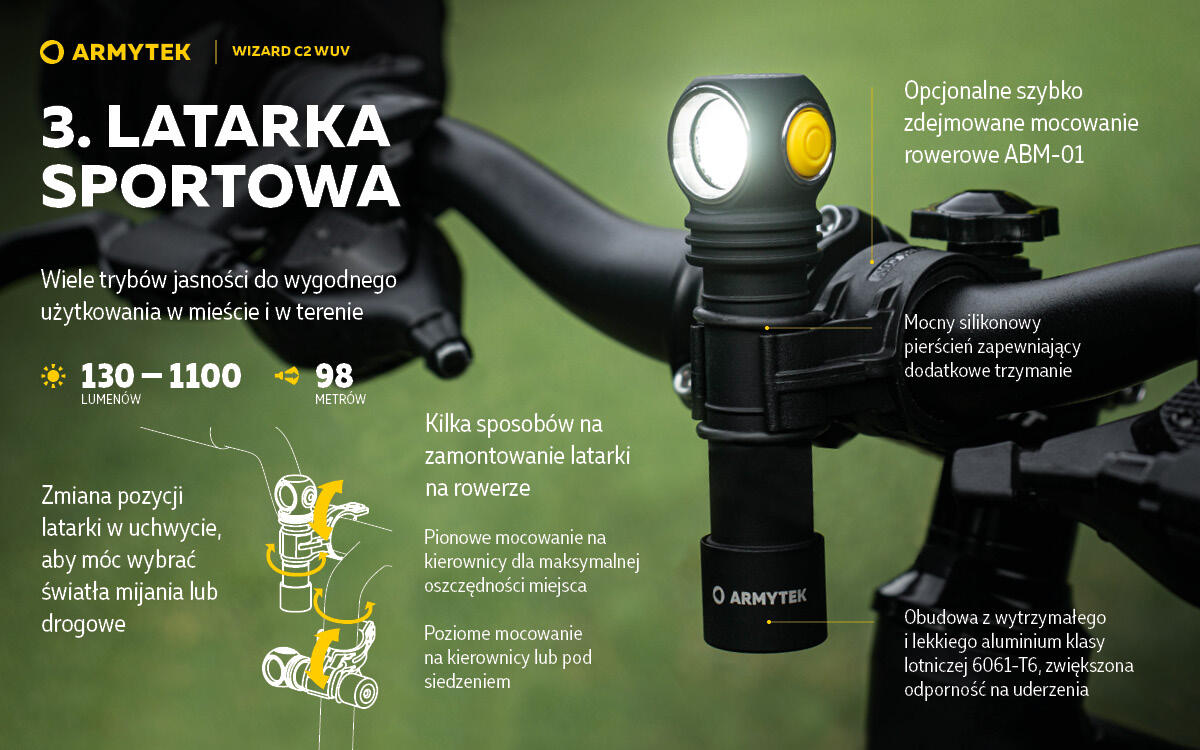Lampe de Poche Multifonction, Armytek, Wizard C2 WUV, Aimant USB 5/7