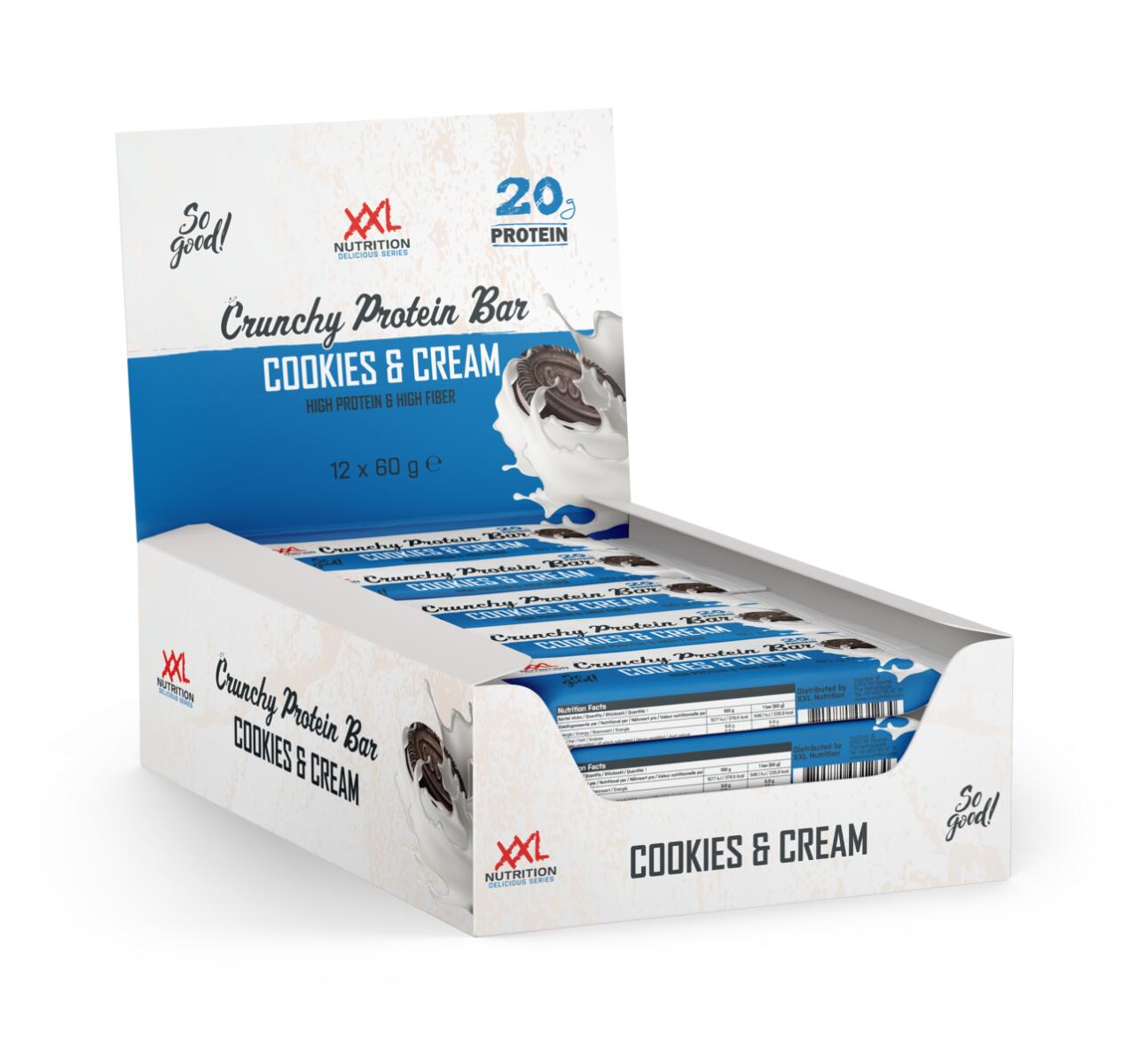 XXL NUTRITION Crunchy Protein Bar - Eiwitrepen - Cookies & Cream - 12 Pack