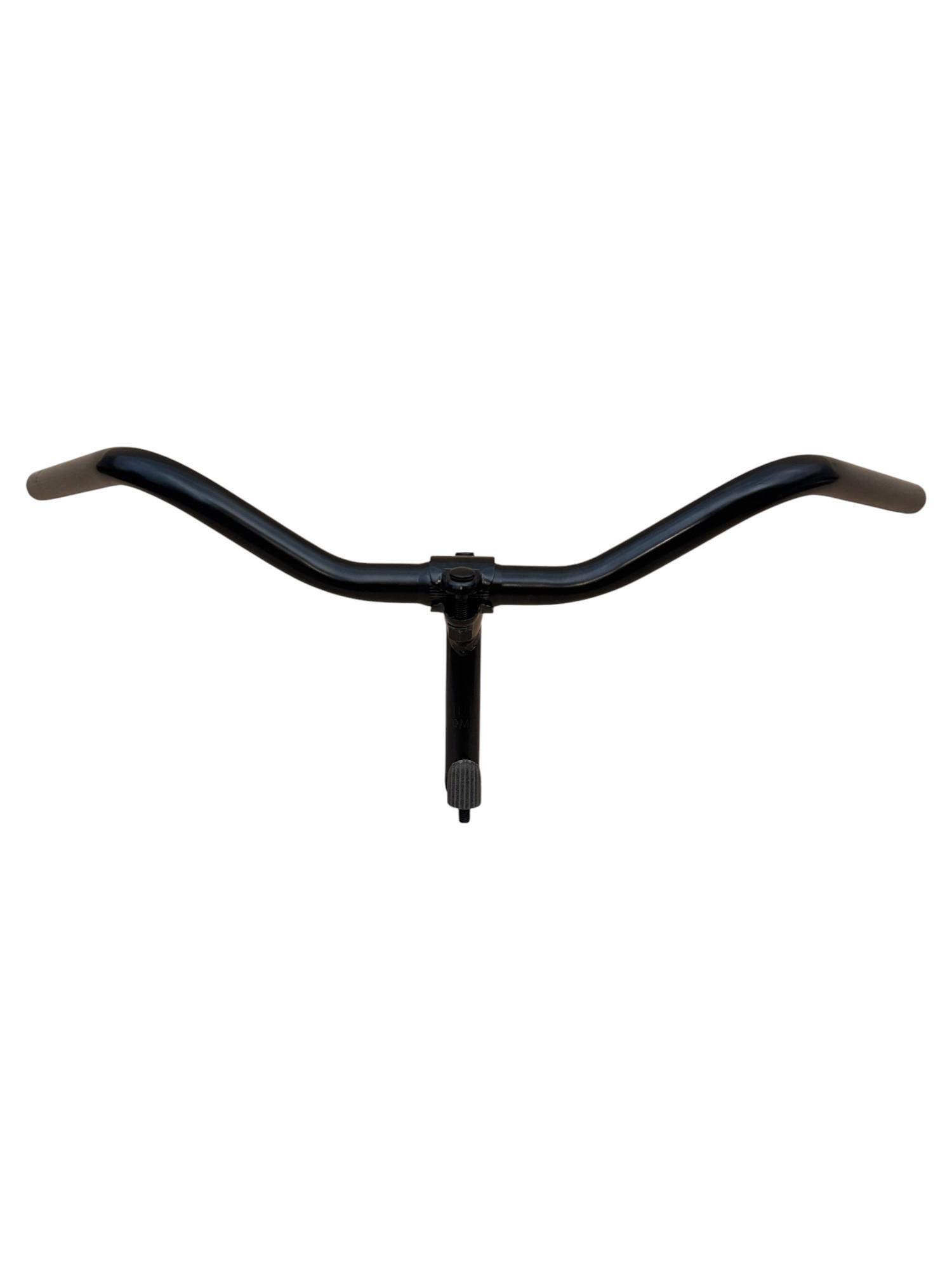 MANUBRIO BICI ACCIAIO NERO BICICLETTA 600L CITY BIKE + COPPIA MANOPOLE MARRONI 5/7