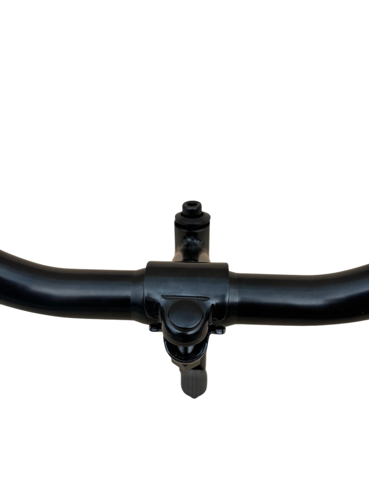 MANUBRIO BICI ACCIAIO NERO BICICLETTA 600L CITY BIKE + COPPIA MANOPOLE MARRONI 7/7