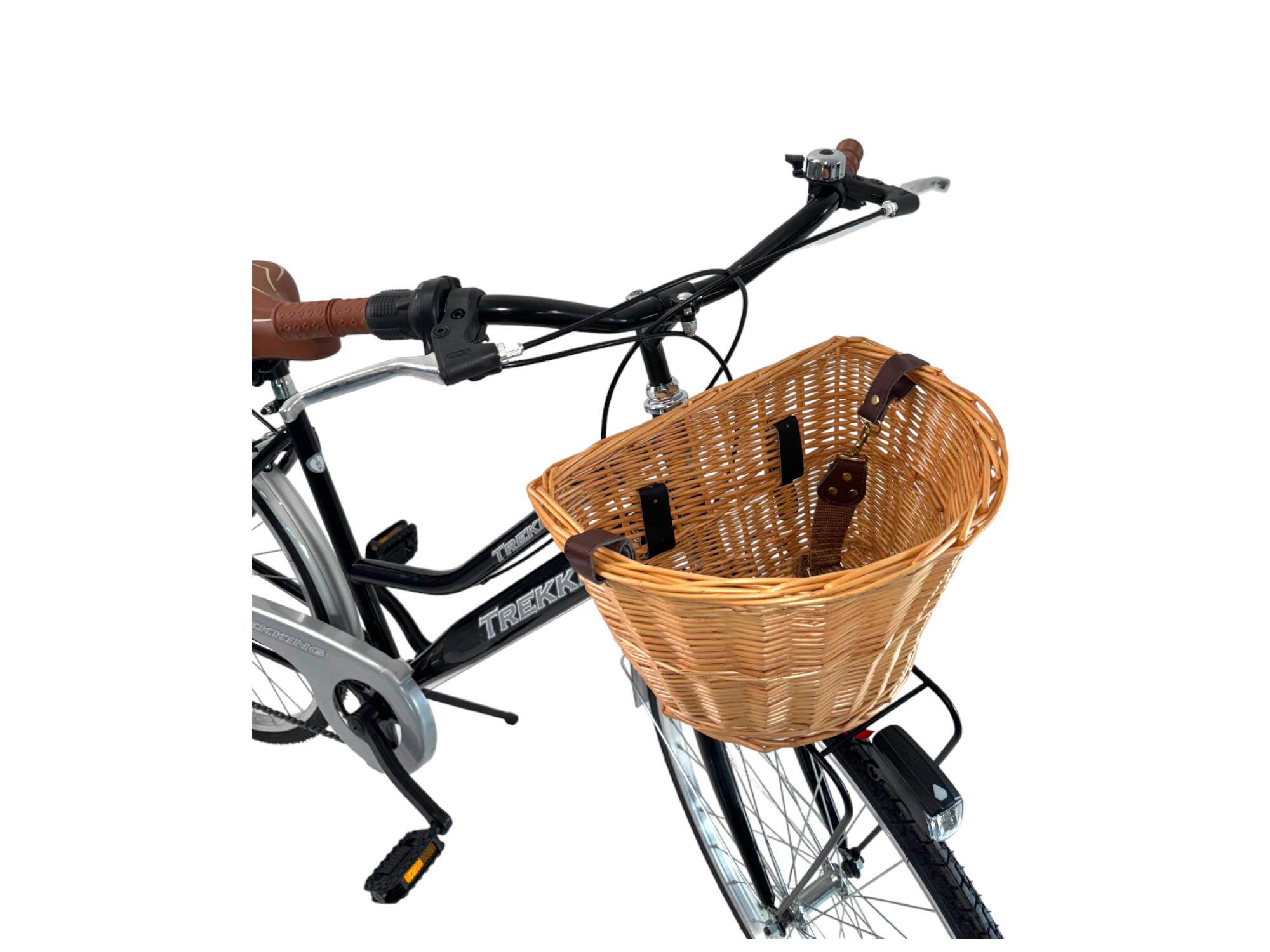 Bicicletta Donna Passeggio Misura 28 Nera Con Cambio, Borse E Cestino In Vimini 4/7