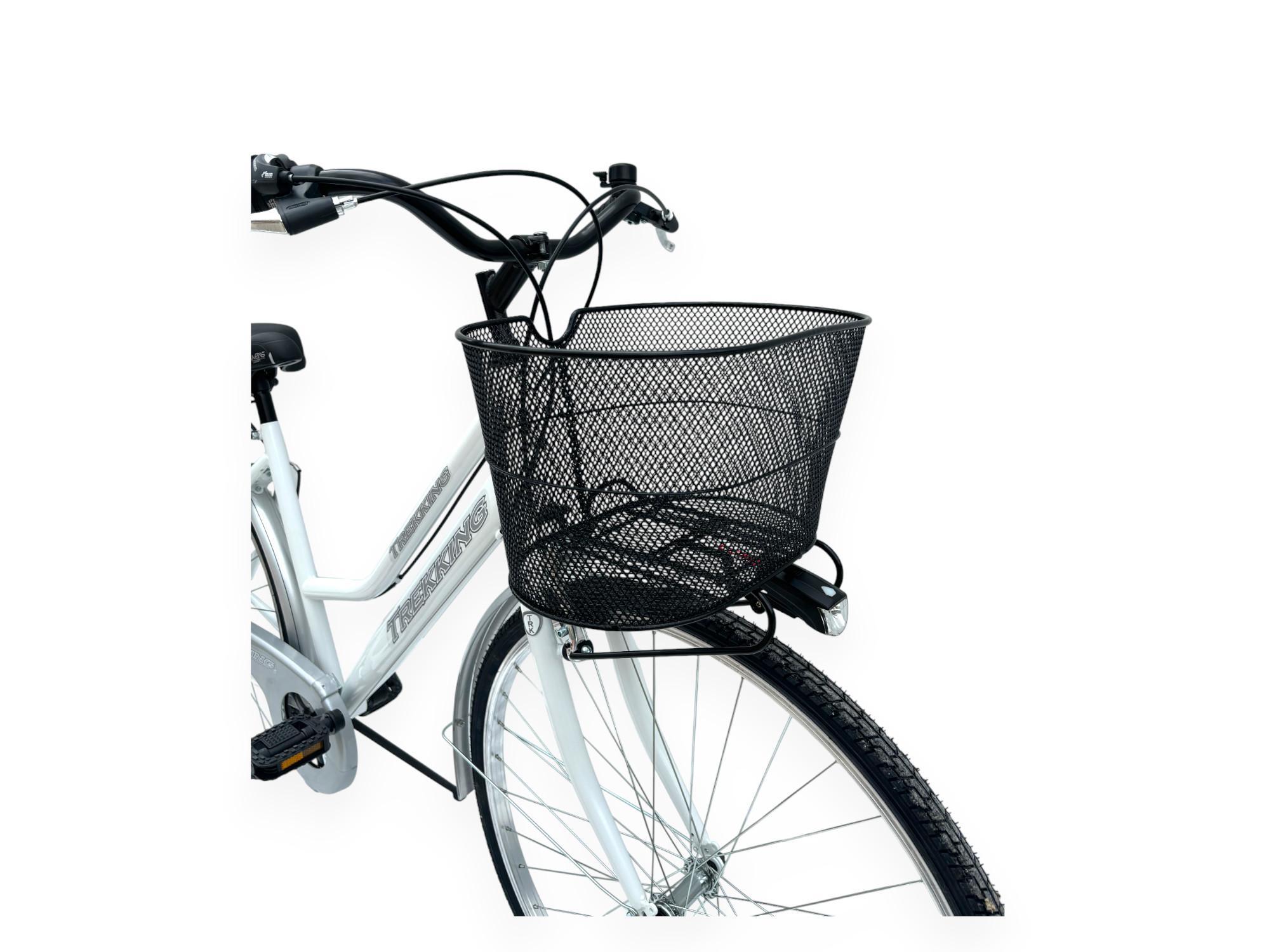 Bicicletta Donna Passeggio 28 Bici Con Cambio, Cestino E Borse Posteriori Bianca 5/6