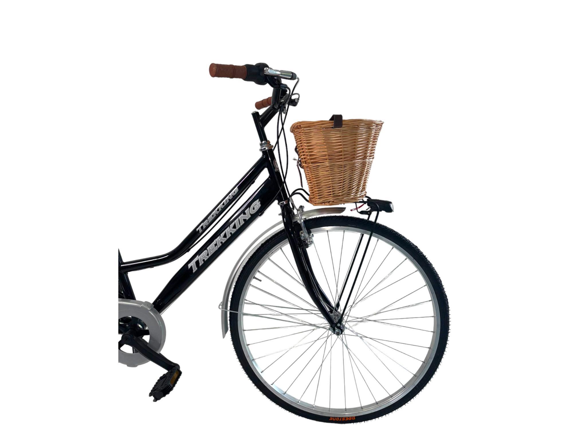 Bicicletta Donna Passeggio Misura 28 Nera Con Cambio, Borse E Cestino In Vimini 5/7