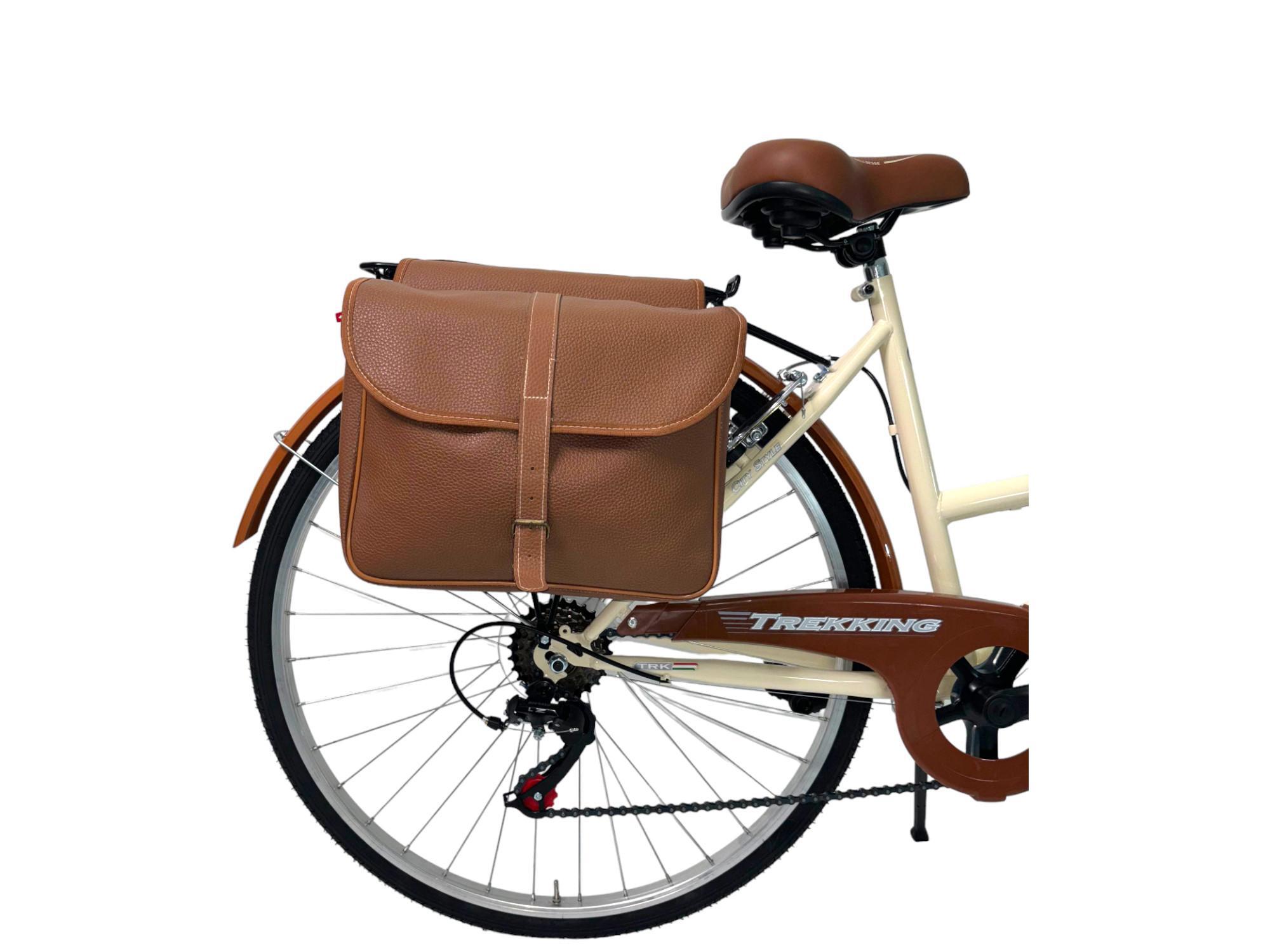 Bicicletta Donna Passeggio Misura 28 Beige Con Cambio, Borse E Cestino In Vimini 2/7