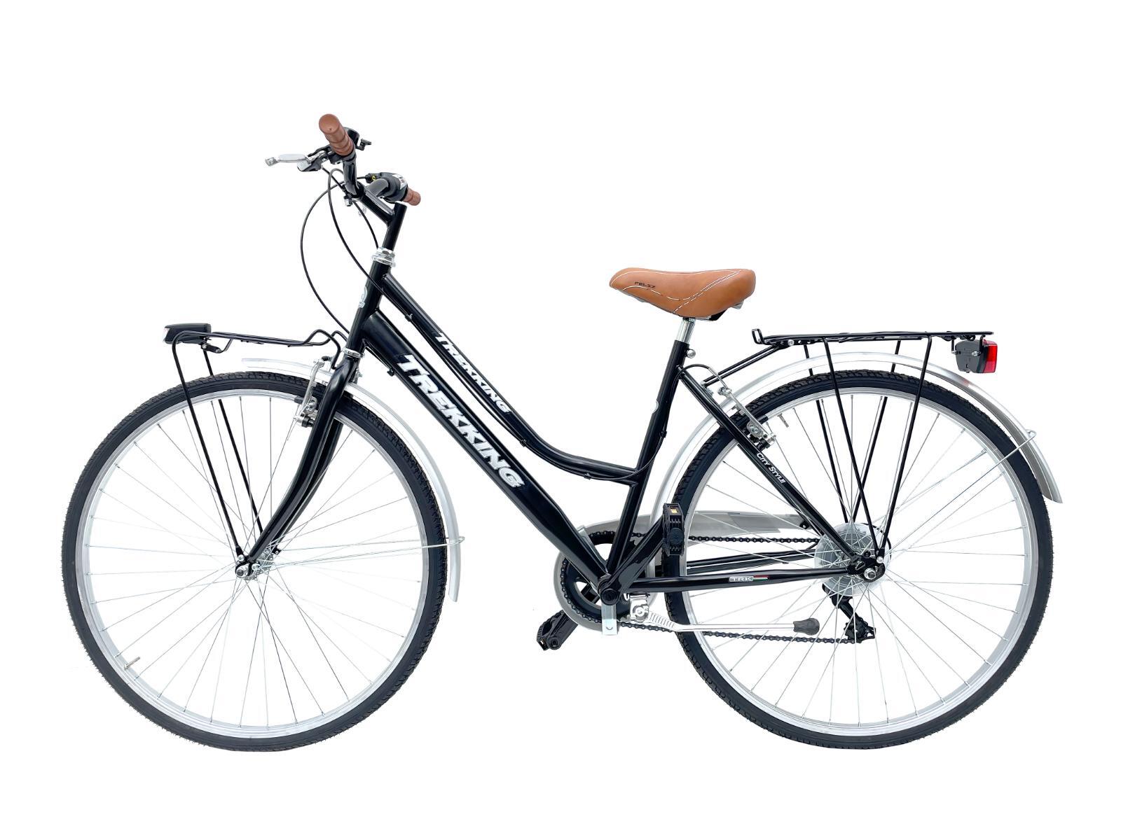 Bicicletta Donna Passeggio Misura 28 Bici Da Città Con Cambio E Cestino Nera 2/6