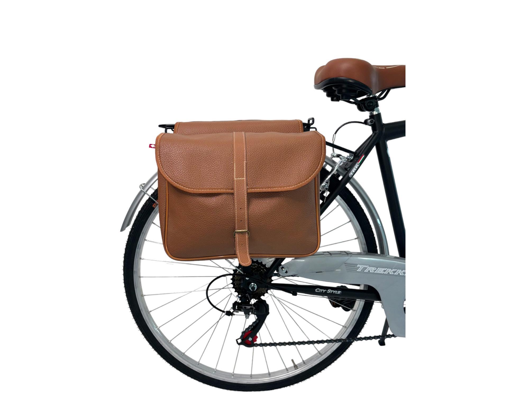 Bicicletta Uomo Passeggio Misura 28 Bici Da Città Con Cambio Nera Con Borse 2/3