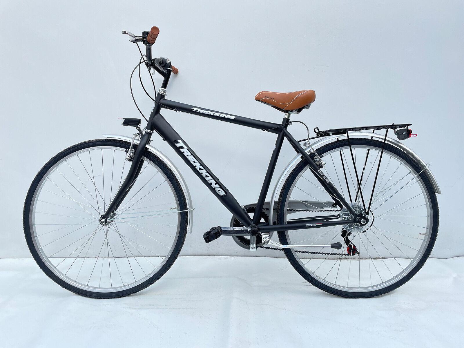 Bicicletta Uomo Passeggio Misura 28 Bici Da Città Con Cambio Nero - Main Image