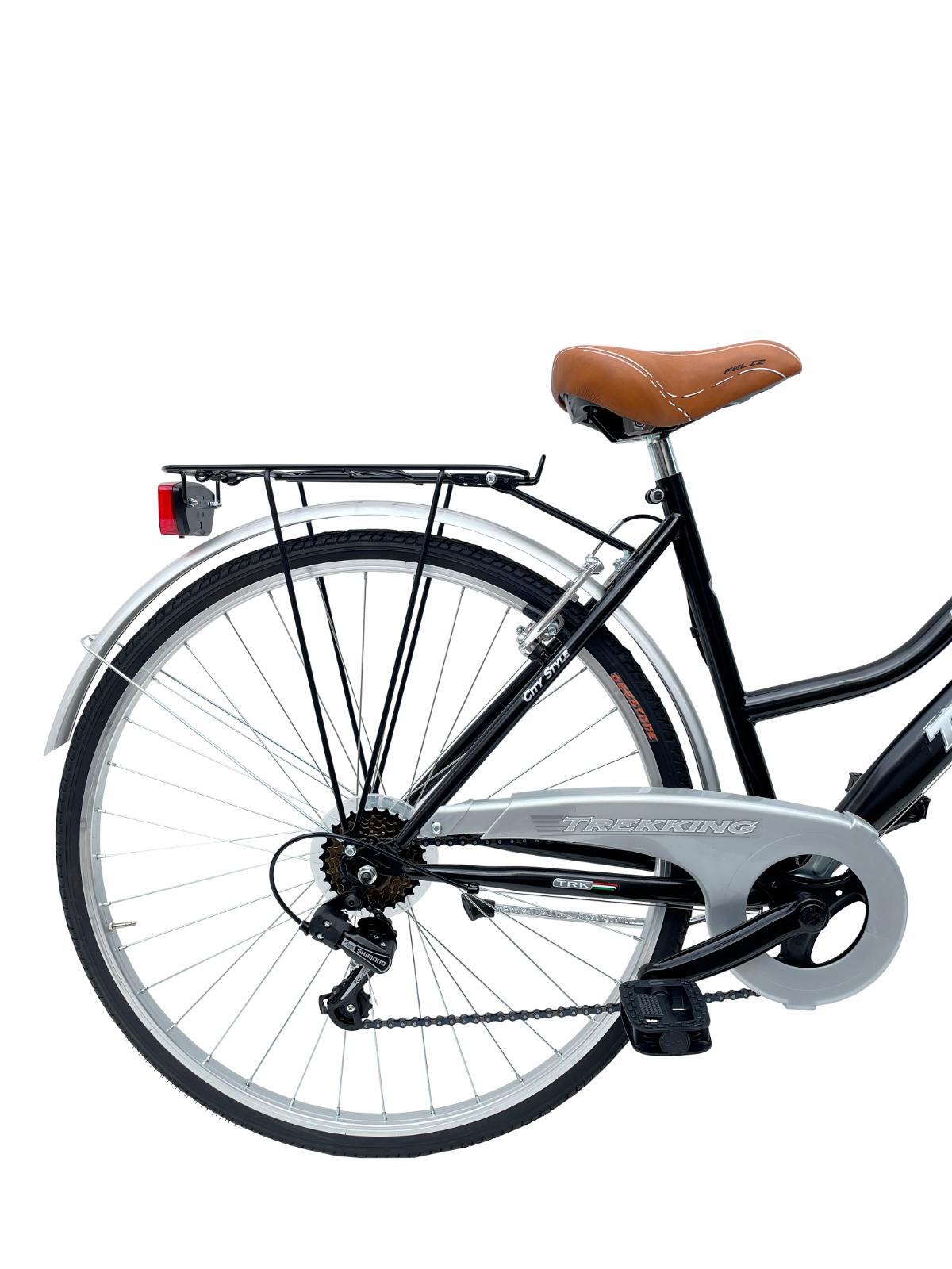 Bicicletta Donna Passeggio Misura 28 Bici Da Città Con Cambio E Cestino Nera 4/6
